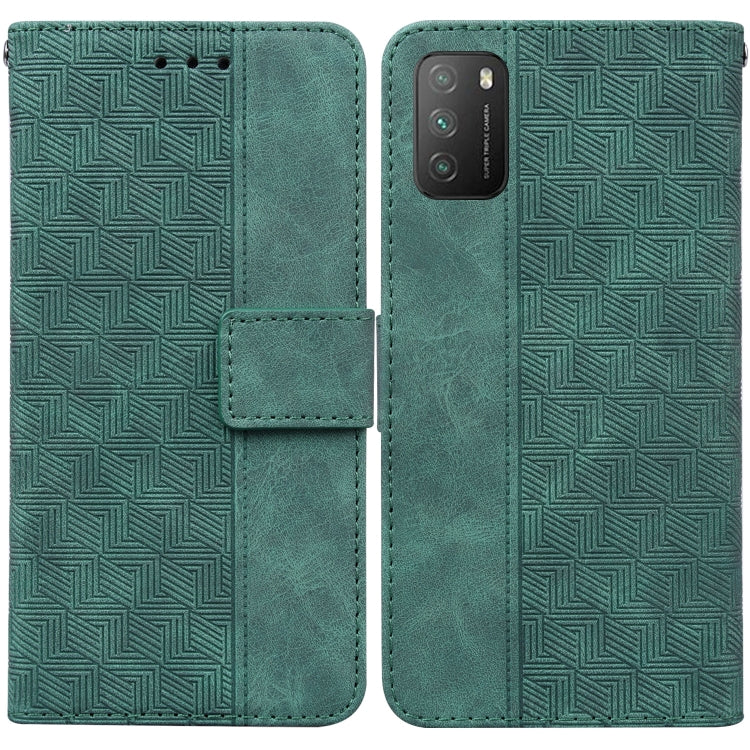 For Xiaomi Poco M3 / Redmi 9 Power Geometric Embossed Leather Phone Case