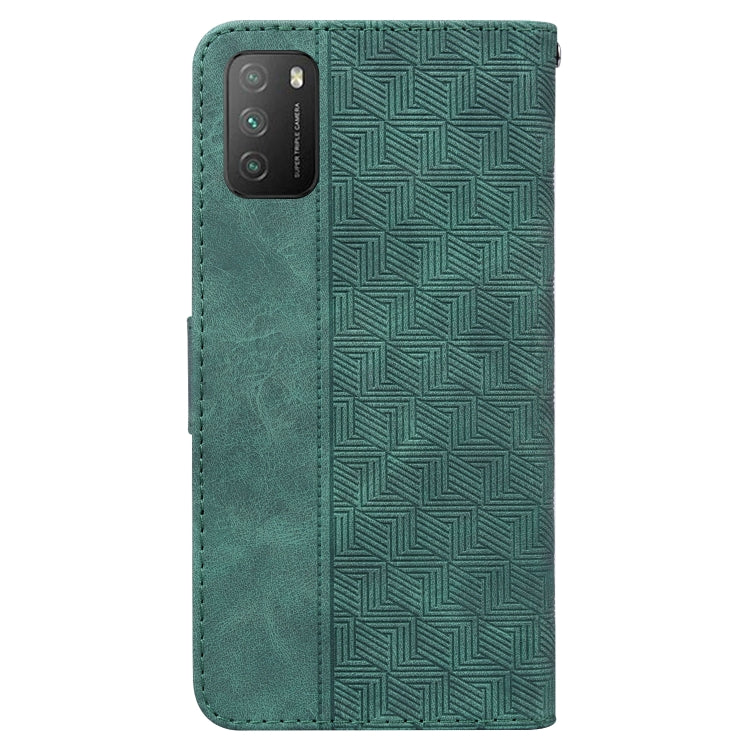 For Xiaomi Poco M3 / Redmi 9 Power Geometric Embossed Leather Phone Case