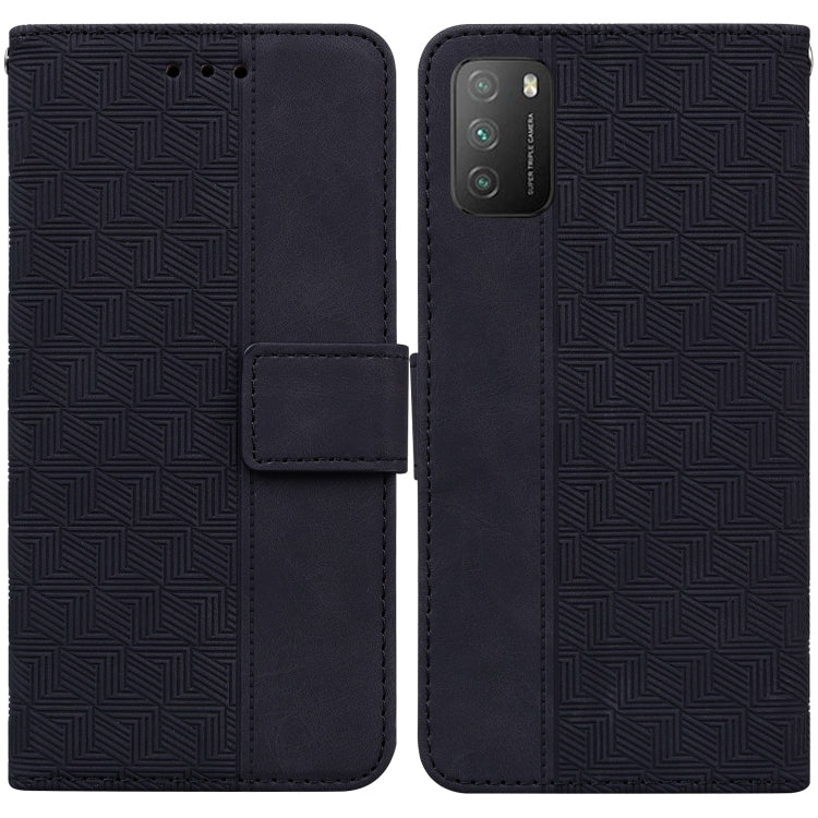 For Xiaomi Poco M3 / Redmi 9 Power Geometric Embossed Leather Phone Case