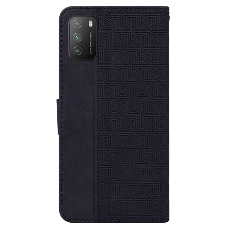 For Xiaomi Poco M3 / Redmi 9 Power Geometric Embossed Leather Phone Case