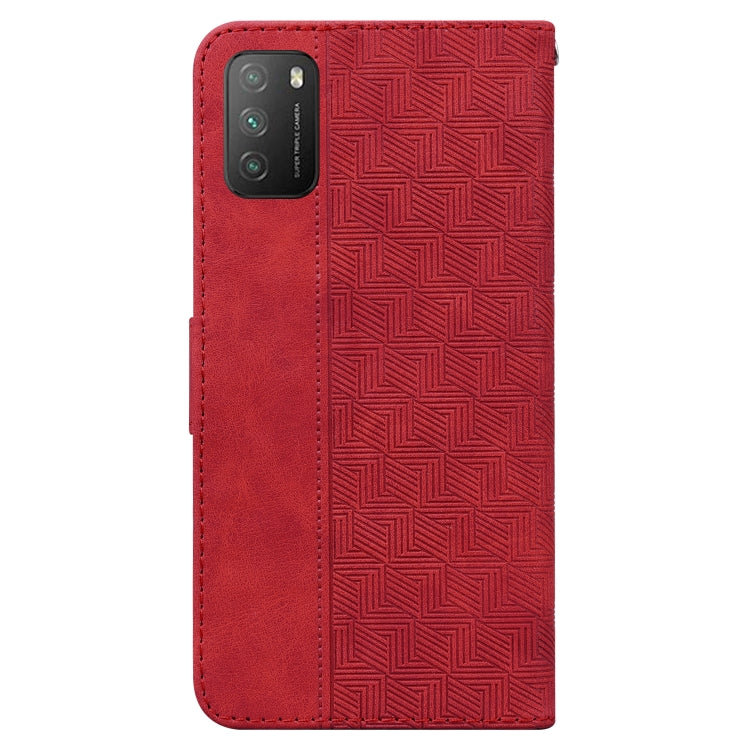 For Xiaomi Poco M3 / Redmi 9 Power Geometric Embossed Leather Phone Case
