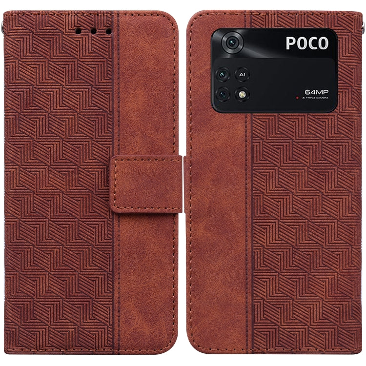 For Xiaomi Poco M4 Pro Geometric Embossed Leather Phone Case