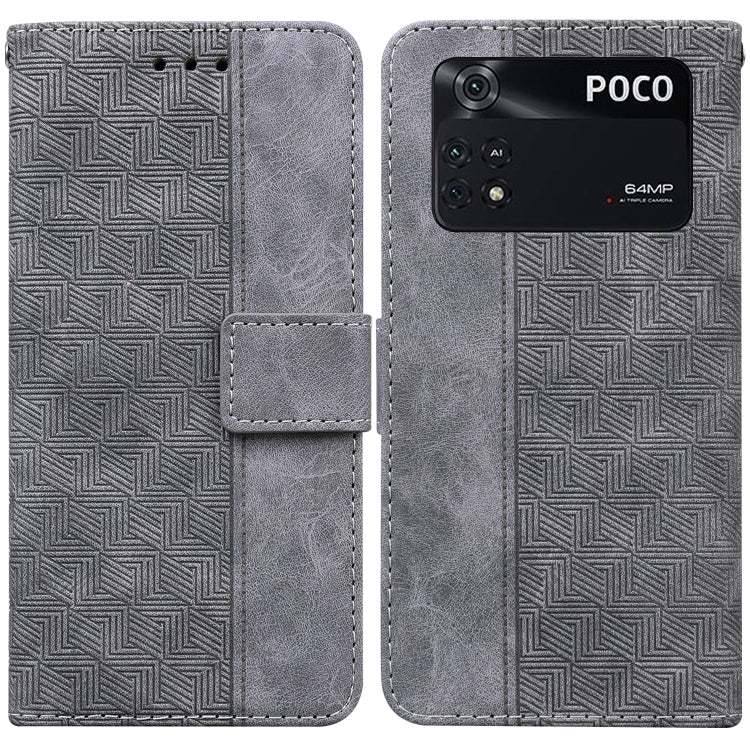 For Xiaomi Poco M4 Pro Geometric Embossed Leather Phone Case