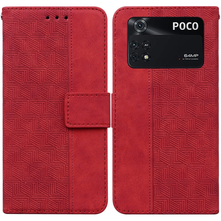 For Xiaomi Poco M4 Pro Geometric Embossed Leather Phone Case