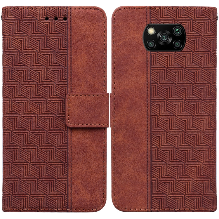 For Xiaomi Poco X3 NFC / Poco X3 Geometric Embossed Leather Phone Case