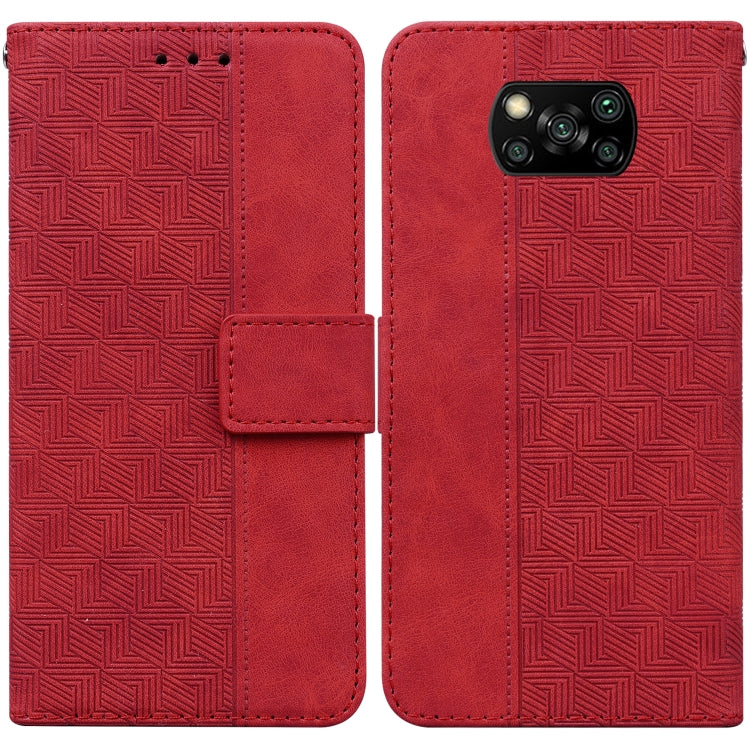 For Xiaomi Poco X3 NFC / Poco X3 Geometric Embossed Leather Phone Case