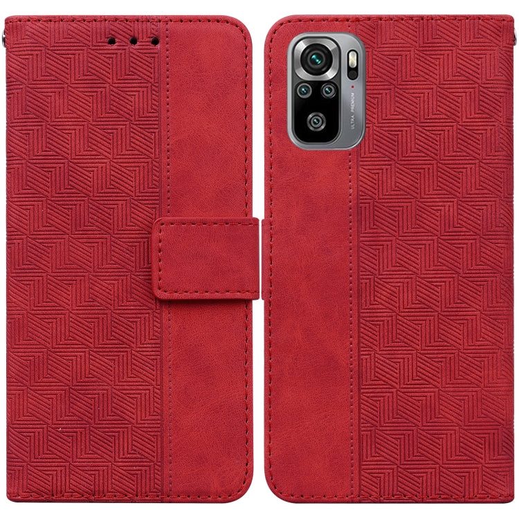For Xiaomi Redmi Note 10 4G / Note 10S Geometric Embossed Leather Phone Case