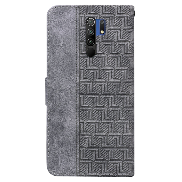 For Xiaomi Redmi 9 / 9 Prime / Poco M2 Geometric Embossed Leather Phone Case