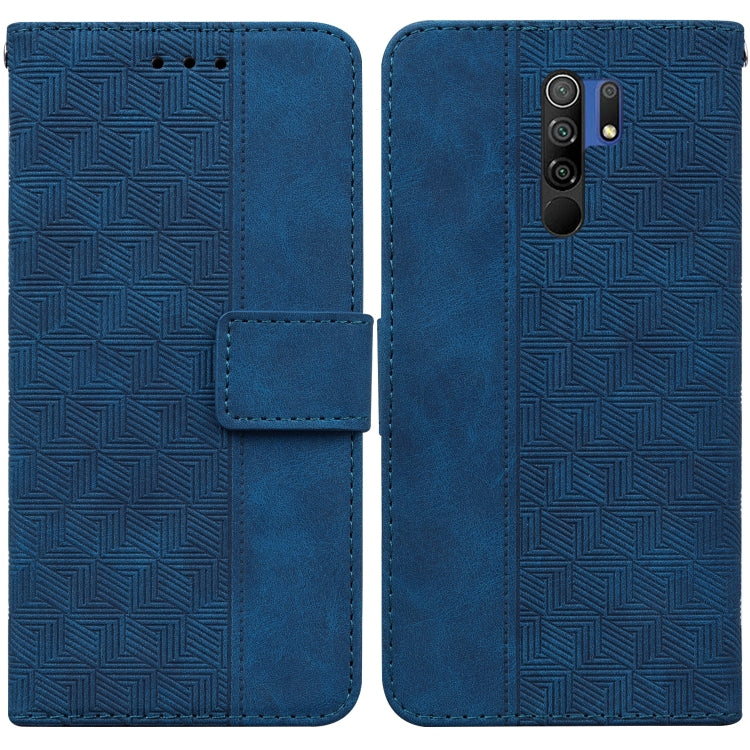 For Xiaomi Redmi 9 / 9 Prime / Poco M2 Geometric Embossed Leather Phone Case