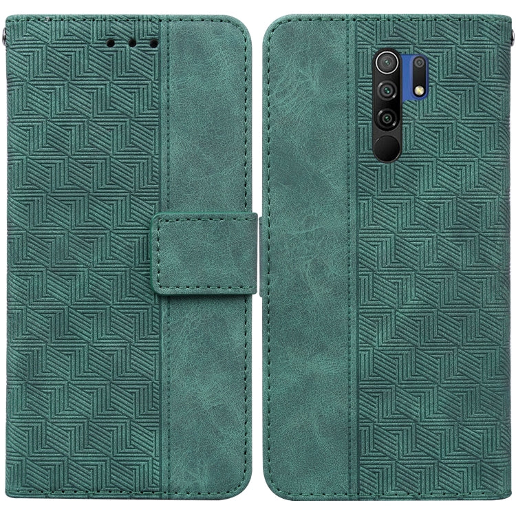 For Xiaomi Redmi 9 / 9 Prime / Poco M2 Geometric Embossed Leather Phone Case