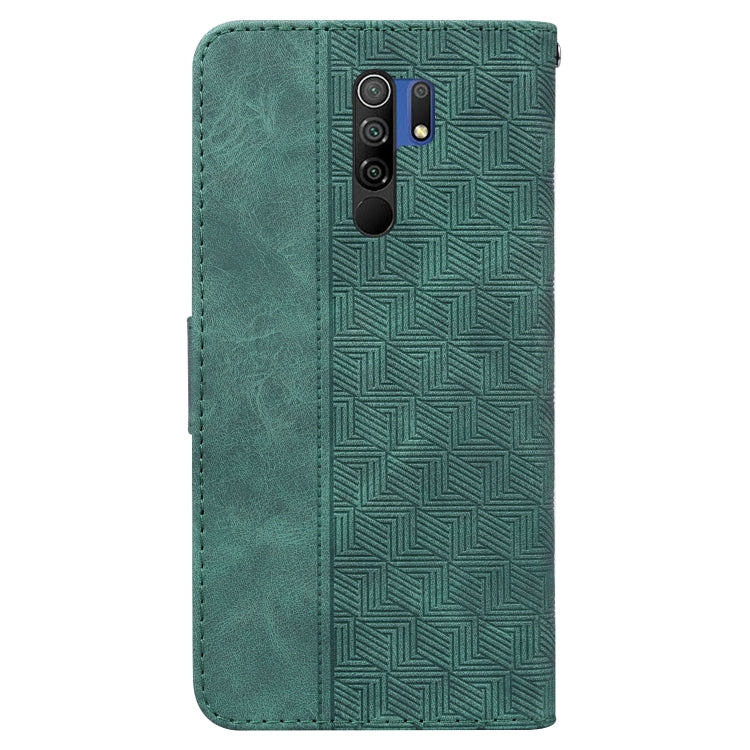 For Xiaomi Redmi 9 / 9 Prime / Poco M2 Geometric Embossed Leather Phone Case