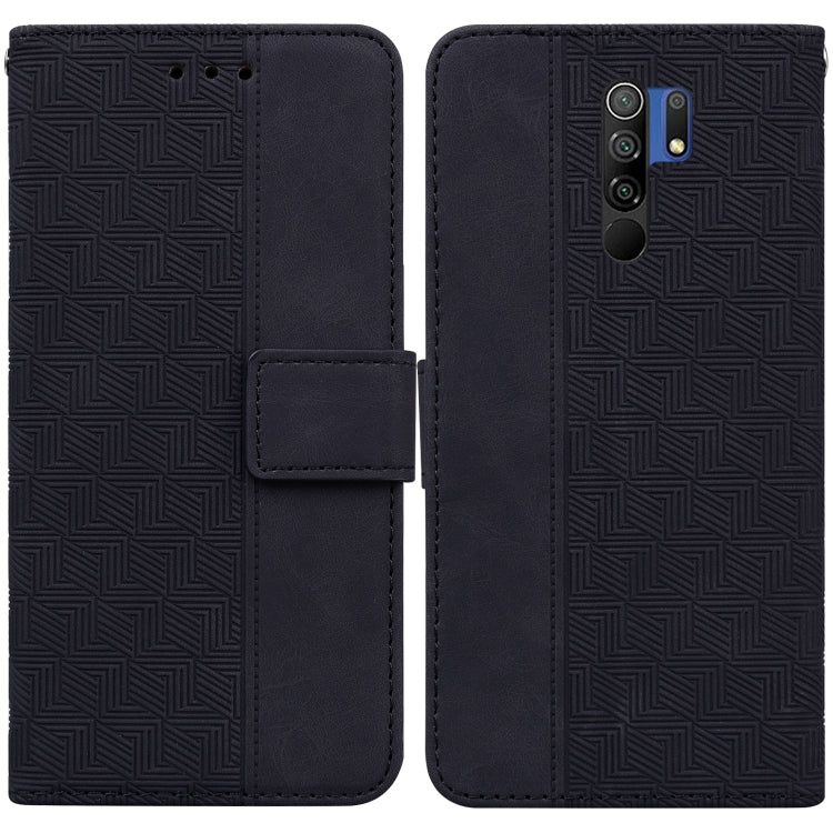 For Xiaomi Redmi 9 / 9 Prime / Poco M2 Geometric Embossed Leather Phone Case