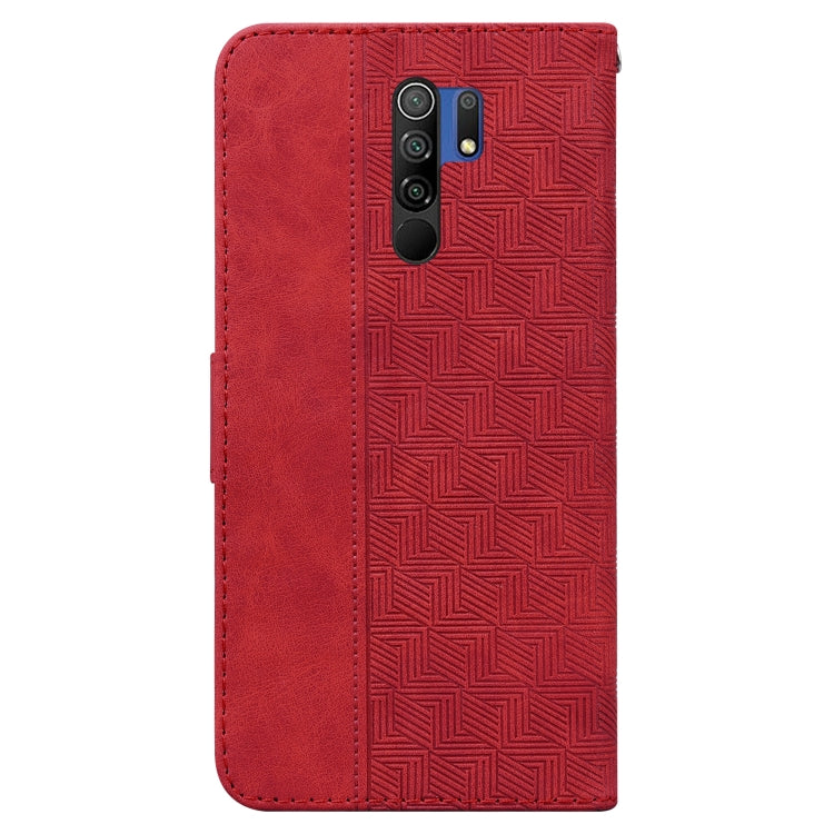 For Xiaomi Redmi 9 / 9 Prime / Poco M2 Geometric Embossed Leather Phone Case