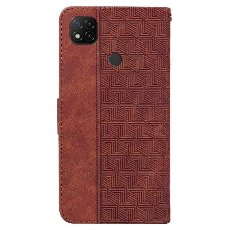 For Xiaomi Redmi 9C Geometric Embossed Leather Phone Case