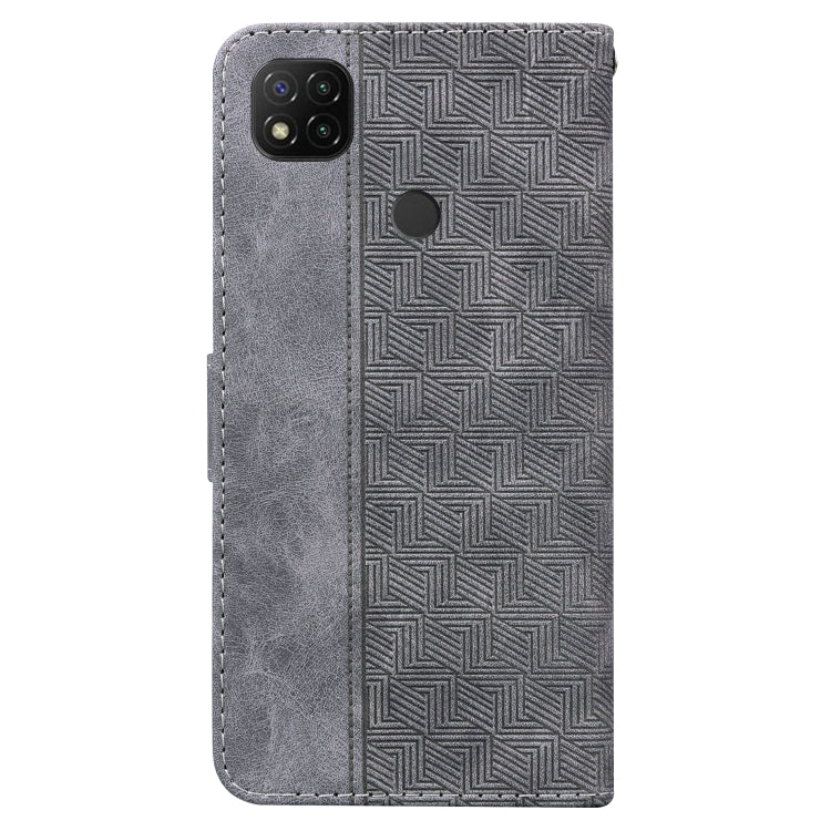 For Xiaomi Redmi 9C Geometric Embossed Leather Phone Case