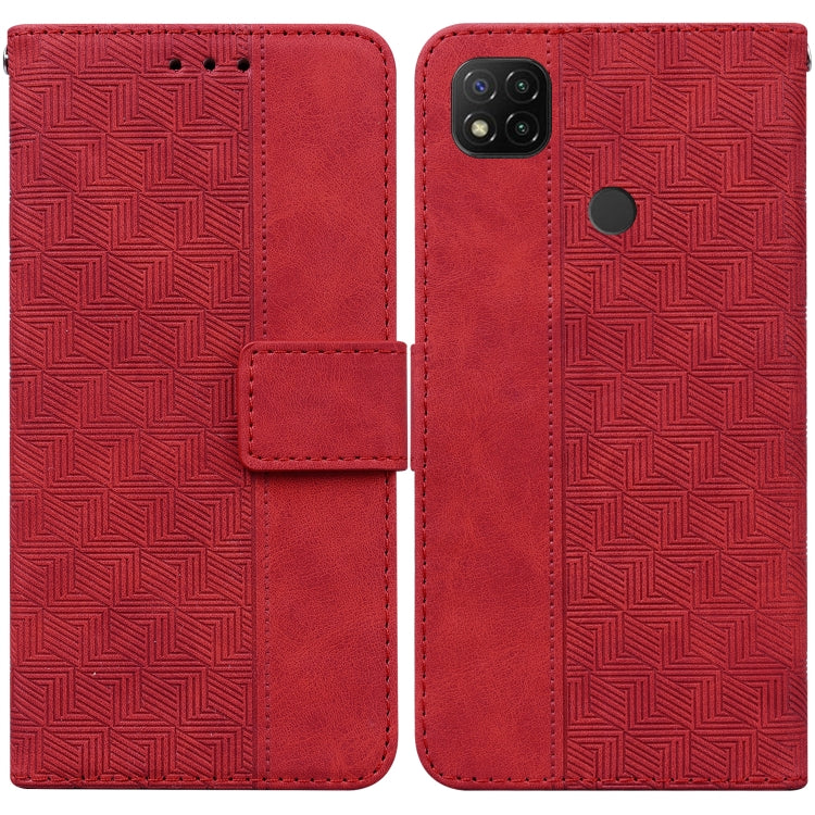 For Xiaomi Redmi 9C Geometric Embossed Leather Phone Case