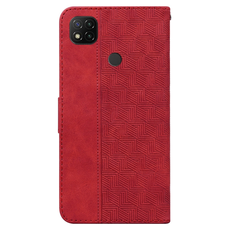 For Xiaomi Redmi 9C Geometric Embossed Leather Phone Case