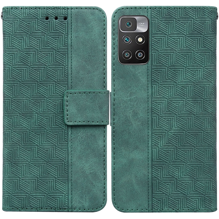 For Xiaomi Redmi 10 / 10 Prime Geometric Embossed Leather Phone Case
