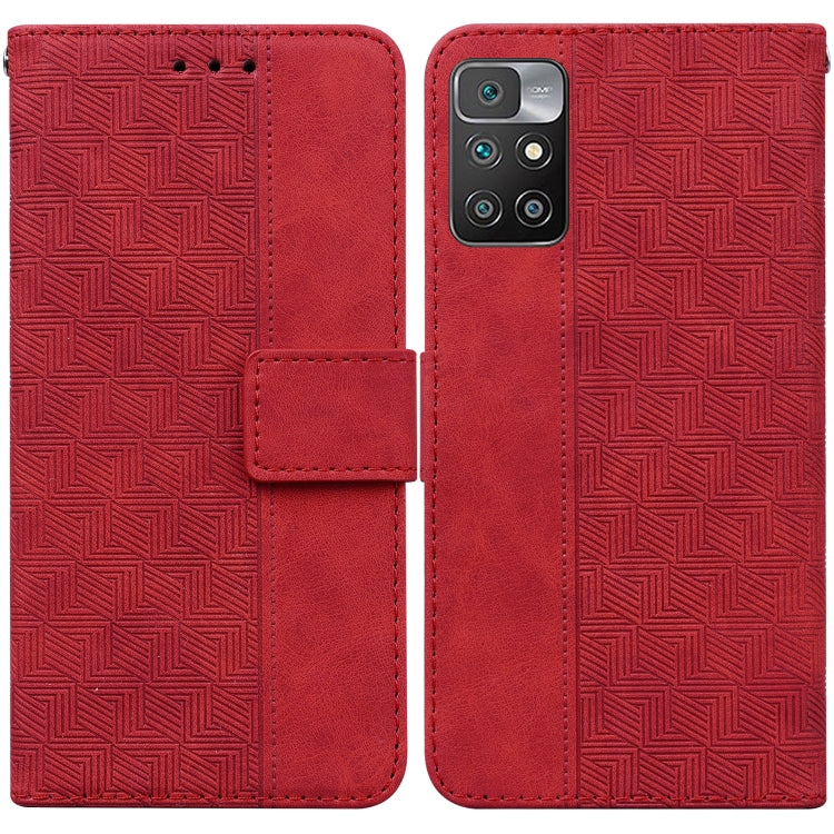 For Xiaomi Redmi 10 / 10 Prime Geometric Embossed Leather Phone Case