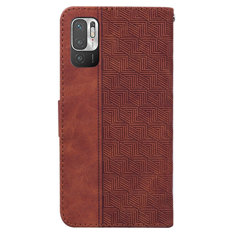 For Xiaomi Redmi Note 10 5G / Poco M3 Pro Geometric Embossed Leather Phone Case