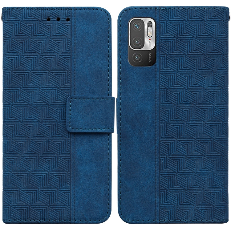 For Xiaomi Redmi Note 10 5G / Poco M3 Pro Geometric Embossed Leather Phone Case