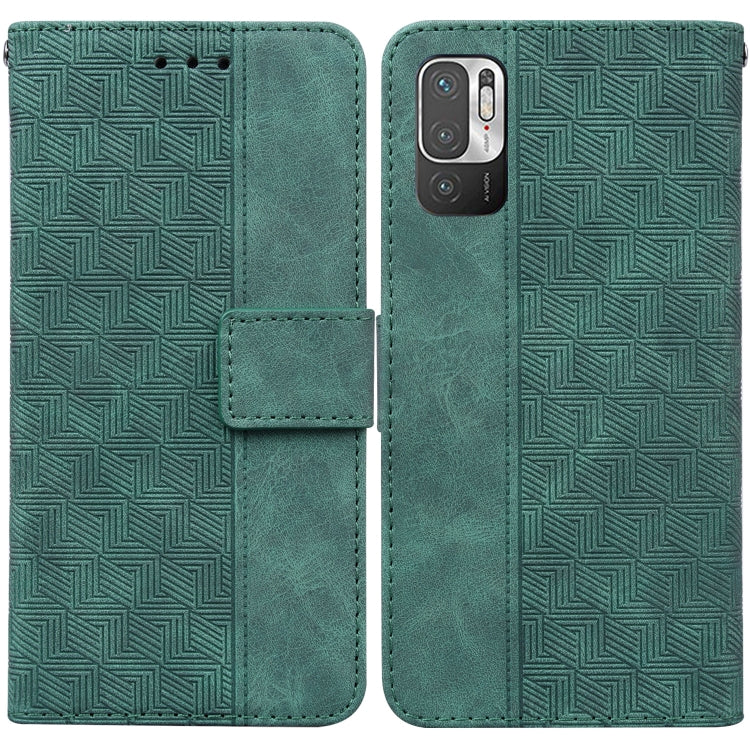 For Xiaomi Redmi Note 10 5G / Poco M3 Pro Geometric Embossed Leather Phone Case