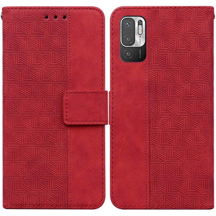 For Xiaomi Redmi Note 10 5G / Poco M3 Pro Geometric Embossed Leather Phone Case
