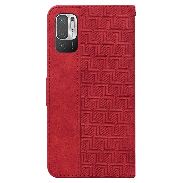 For Xiaomi Redmi Note 10 5G / Poco M3 Pro Geometric Embossed Leather Phone Case