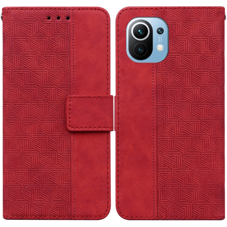 For Xiaomi Mi 11 Geometric Embossed Leather Phone Case