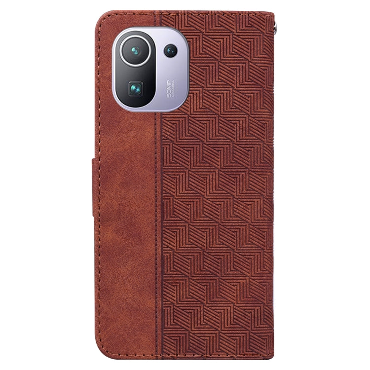 For Xiaomi Mi 11 Pro Geometric Embossed Leather Phone Case