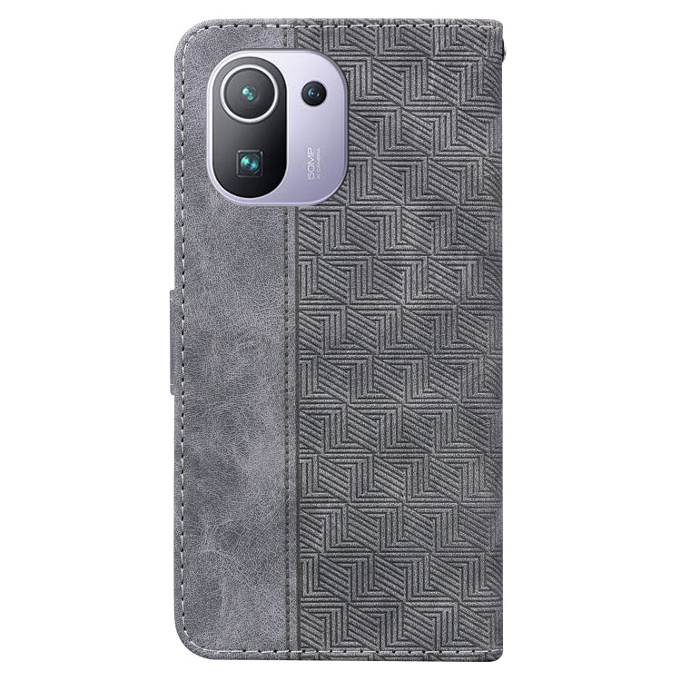 For Xiaomi Mi 11 Pro Geometric Embossed Leather Phone Case