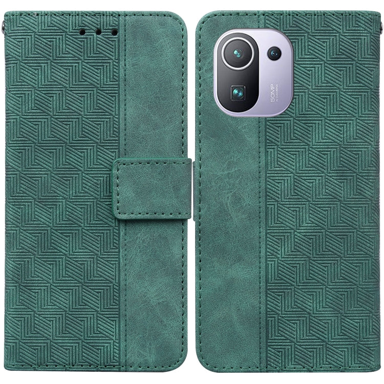 For Xiaomi Mi 11 Pro Geometric Embossed Leather Phone Case