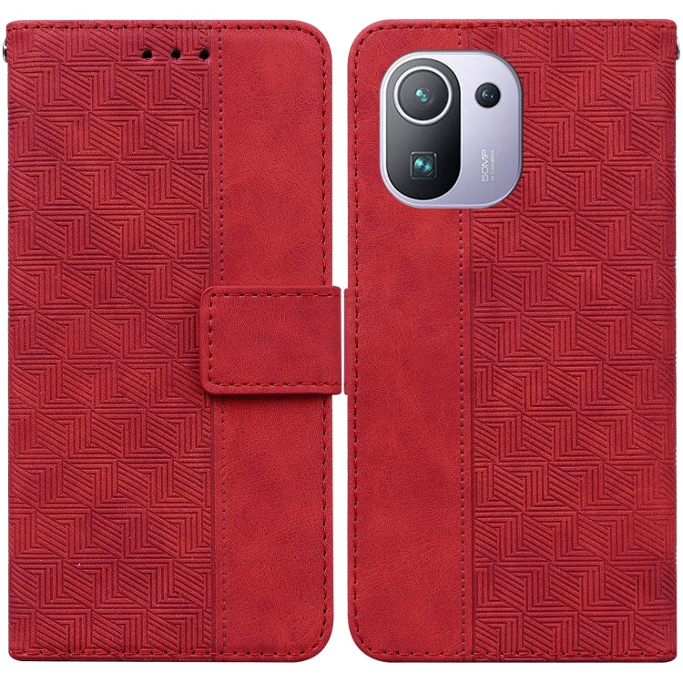 For Xiaomi Mi 11 Pro Geometric Embossed Leather Phone Case
