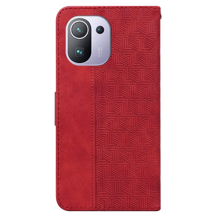 For Xiaomi Mi 11 Pro Geometric Embossed Leather Phone Case