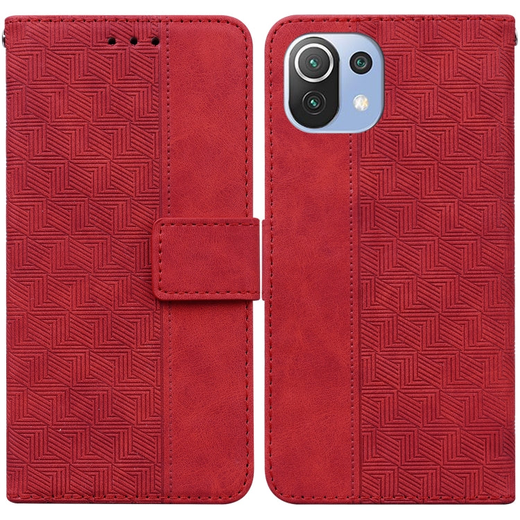 For Xiaomi Mi 11 Lite 5G / 4G Geometric Embossed Leather Phone Case