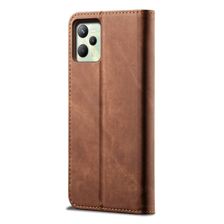 For OPPO Realme C35 Denim Texture Casual Style Leather Phone Case