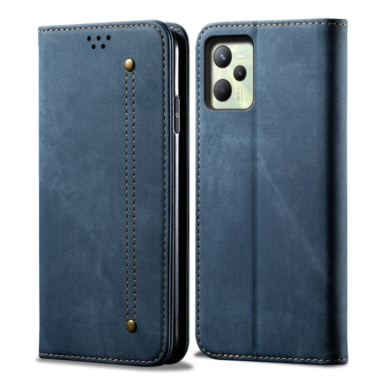 For OPPO Realme C35 Denim Texture Casual Style Leather Phone Case