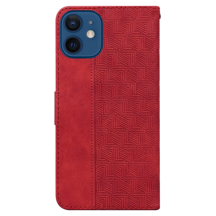 For iPhone 12 mini Geometric Embossed Leather Phone Case