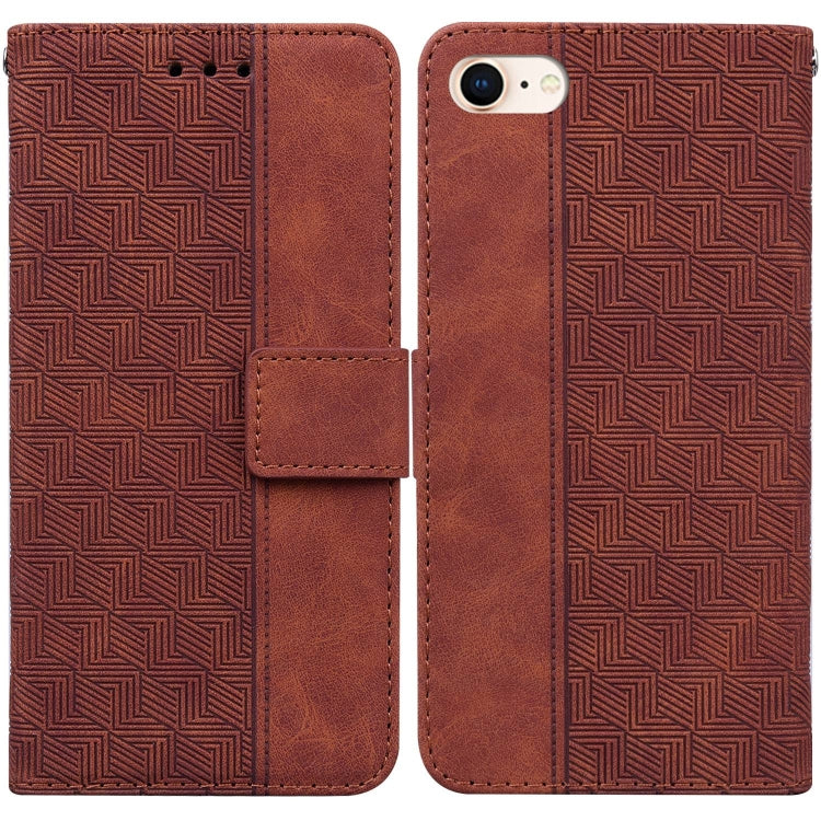 For iPhone SE 2022 / SE 2020 / 8 / 7 Geometric Embossed Leather Phone Case