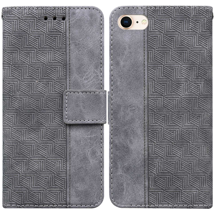 For iPhone SE 2022 / SE 2020 / 8 / 7 Geometric Embossed Leather Phone Case