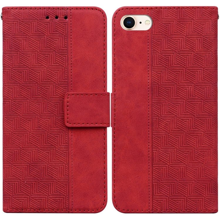 For iPhone SE 2022 / SE 2020 / 8 / 7 Geometric Embossed Leather Phone Case