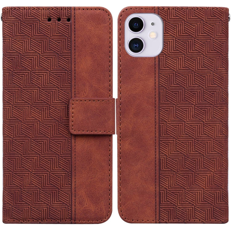 For iPhone 11 Geometric Embossed Leather Phone Case