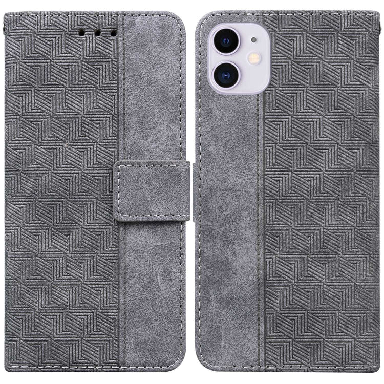 For iPhone 11 Geometric Embossed Leather Phone Case