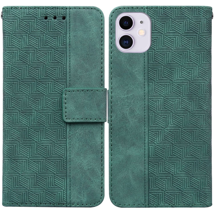 For iPhone 11 Geometric Embossed Leather Phone Case