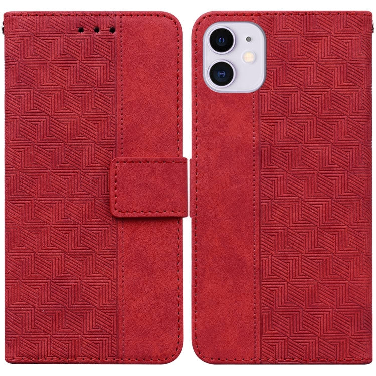 For iPhone 11 Geometric Embossed Leather Phone Case