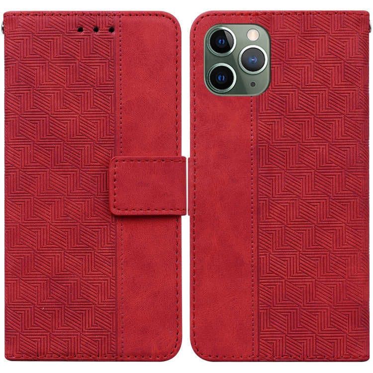 For iPhone 11 Pro Geometric Embossed Leather Phone Case