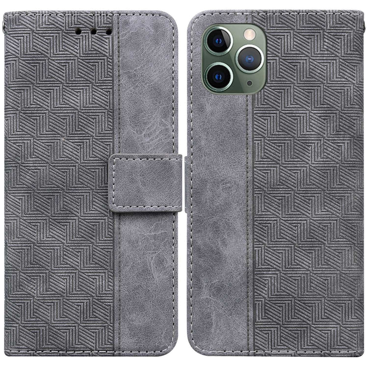 For iPhone 11 Pro Max Geometric Embossed Leather Phone Case