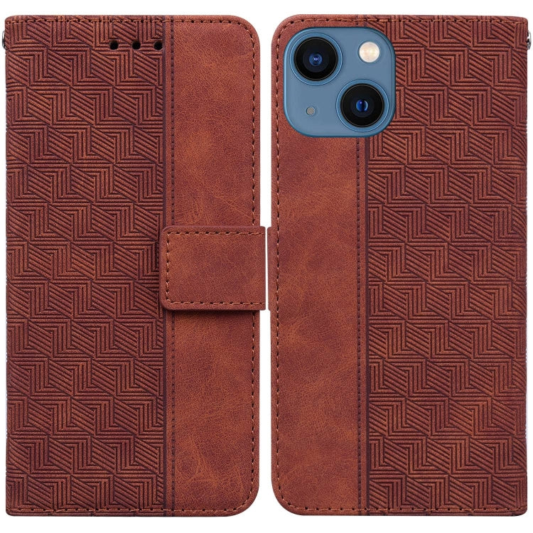For iPhone 13 Geometric Embossed Leather Phone Case