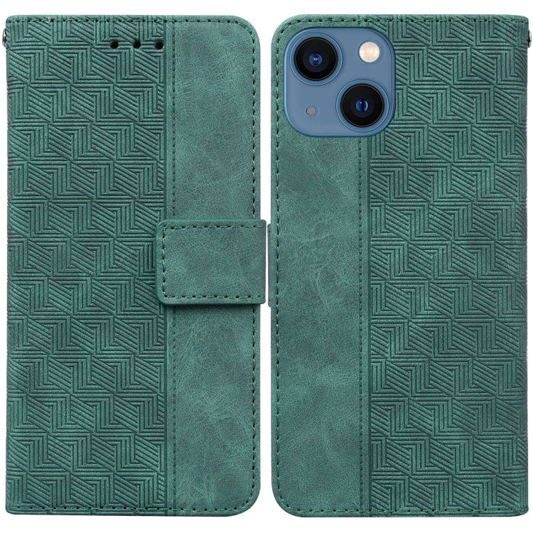 For iPhone 13 Geometric Embossed Leather Phone Case