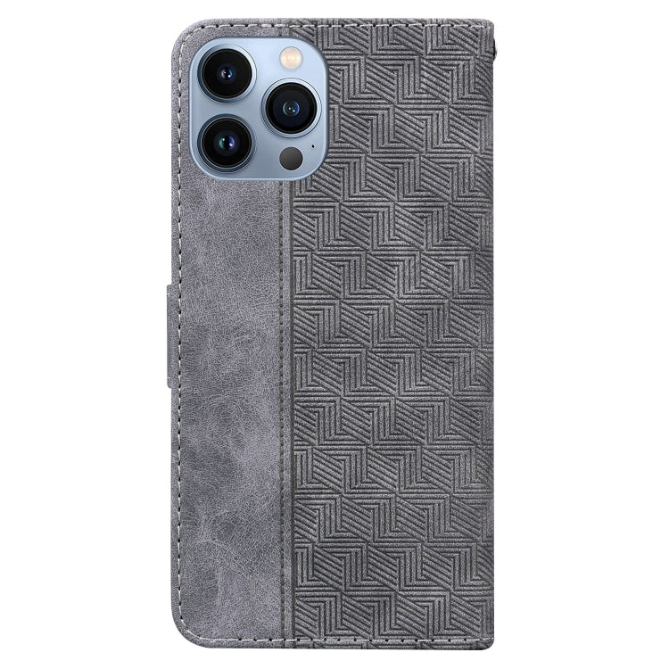 For iPhone 13 Pro Geometric Embossed Leather Phone Case